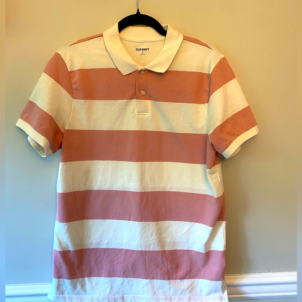 Pink and white collar shirt